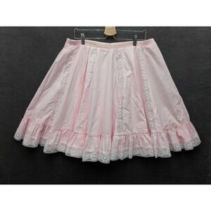 Vtg Square Up Square Dance Pink W/ Lace Fashion Skirt Rockabilly Cosplay #647 XL